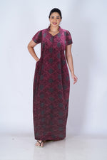 MANGAI Daily Wear Casual Comfort Fit Cotton Printed Collar Nighties | Zipless Closed Model |Summer Arrival's for Trendy Women's (VNM)