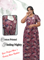 MANGAI Cotton Straight Zip Feeding Nighty |Post Pregnancy | Comfort and Style | Pleated Model | Soft Cotton Feeding Nighties (STF)