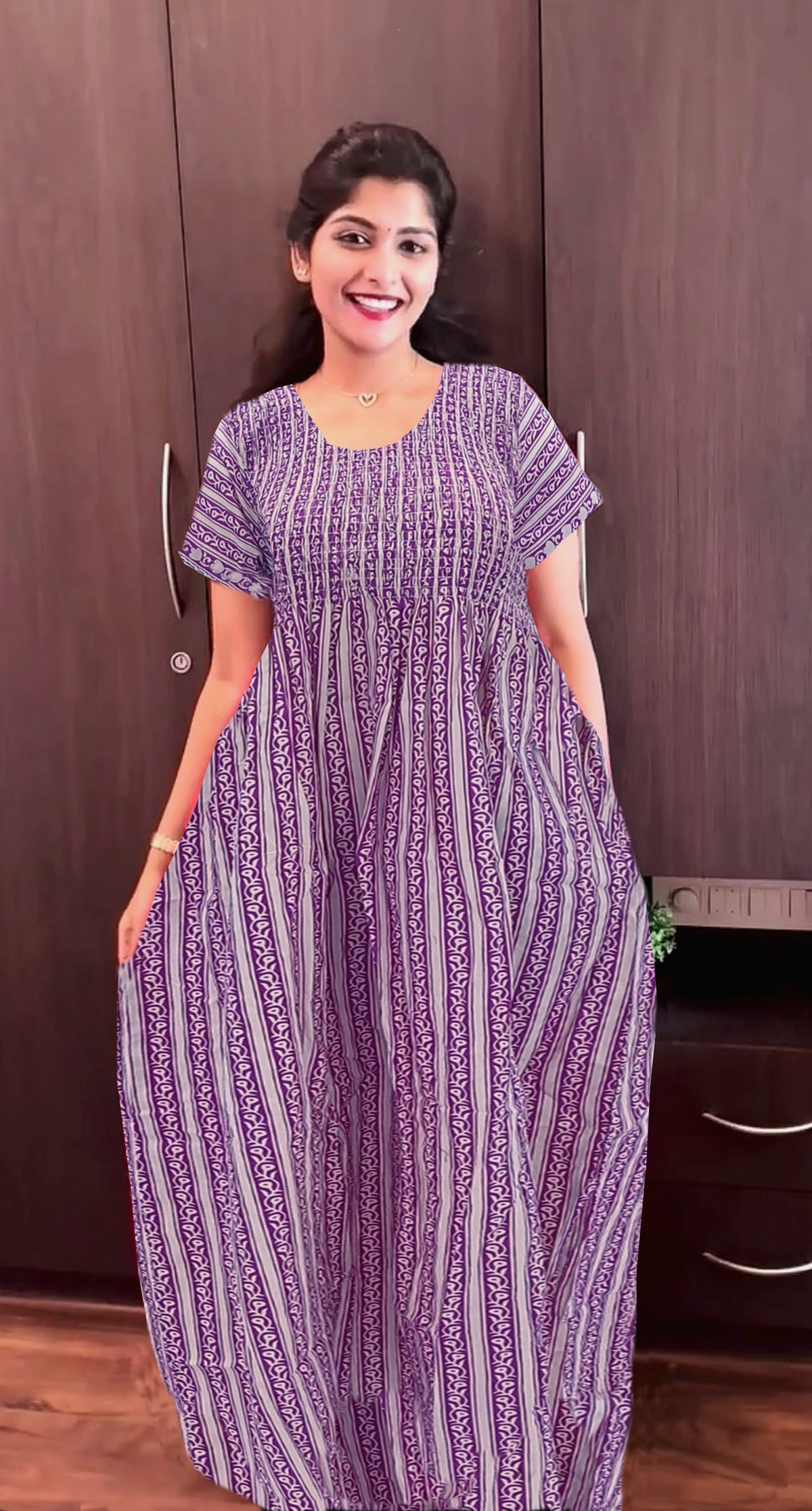 Soft Cotton Stretchable Smocking Nighties for Summer New Arrivals | Daily Comforts & Light Weighted Elastic Nighties | Pleated Style | Casual Daily wear Nightwear for Trendy Women's (SMC)