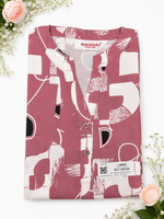 New MANGAI Stylish Rayon Cord Set Night Suits for all Stylish Women's | Long Sleeve with Size Pocket Beautiful all Over Printed Elastic Waist Top & Bottom Cord Set your Perfect Nightwear Companion (MRNS)