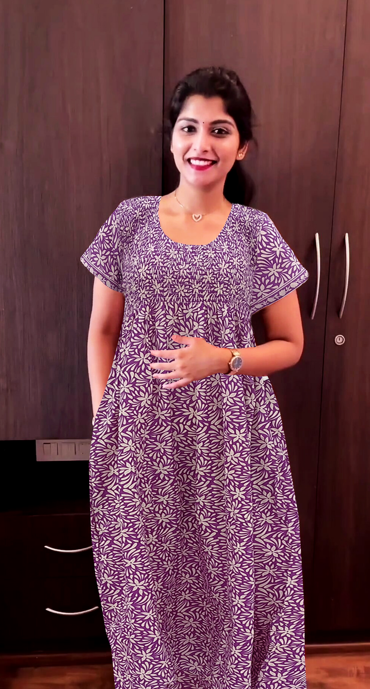 Soft Cotton Stretchable Smocking Nighties for Summer New Arrivals | Daily Comforts & Light Weighted Elastic Nighties | Pleated Style | Casual Daily wear Nightwear for Trendy Women's (SMC)