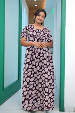 MANGAI Premium Cotton Printed Pleated Model Half Sleeve 3XL Size Nighties - Fancy Neck | With Side Pocket |Shrinkage Free Nighties | Trendy Collection's for Stylish Women's (3XL-SBS)