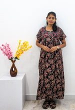 MANGAI Alpine Premium Embroidery Work Nighty for Women | Zipless Pleated Model | Beautiful Printed Design | Comfortable Premium Nightwear (CMC)