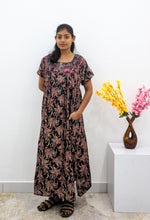 MANGAI Alpine Premium Embroidery Work Nighty for Women | Zipless Pleated Model | Beautiful Printed Design | Comfortable Premium Nightwear (CMC)