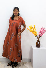 MANGAI Alpine Premium Embroidery Work Nighty for Women | Zipless Pleated Model | Beautiful Printed Design | Comfortable Premium Nightwear (CMC)