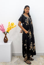 MANGAI Alpine Premium Embroidery Work Nighty for Women | Zipless Pleated Model | Beautiful Printed Design | Comfortable Premium Nightwear (CMC)