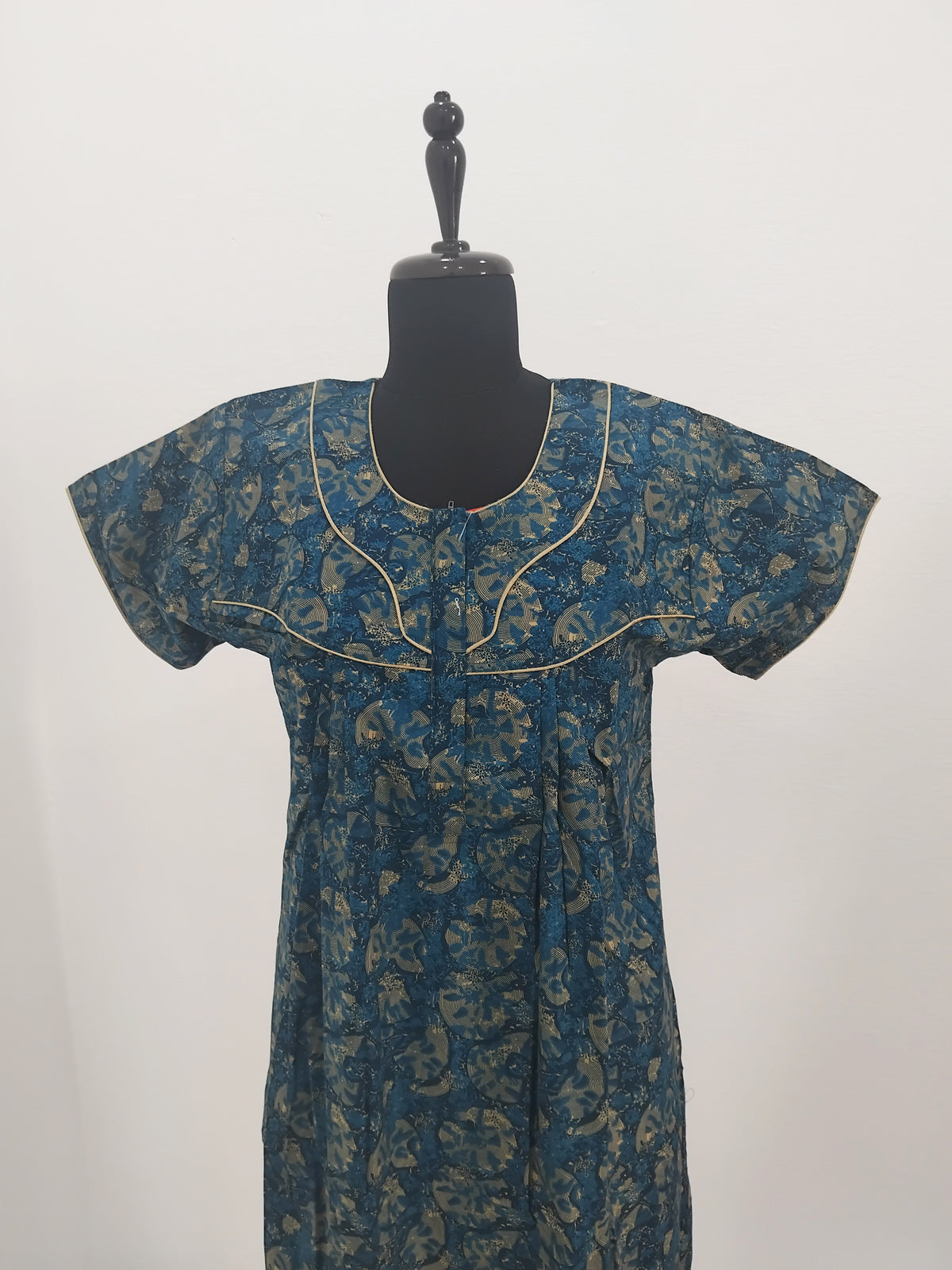 Regular Fit Cotton Printed Pleated Nighties