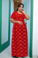 MANGAI Cotton Straight Zip Feeding Nighty |Post Pregnancy | Comfort and Style | Pleated Model | Soft Cotton Feeding Nighties (PSF)