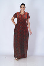 MANGAI Daily Wear Casual Comfort Fit Cotton Printed Collar Nighties | Zipless Closed Model |Summer Arrival's for Trendy Women's (VNM)