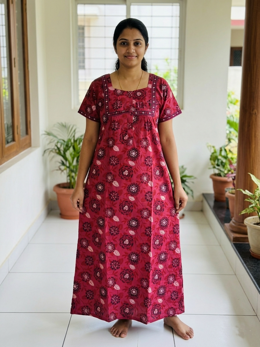 Cotton FROCK Model Casual Wear Nighties | Stylish Pleated Frock Style | Multipurpose Nighties | Pregnancy Wear | Pleated Model | Stylish Nighties for Stylish Women (PWC)