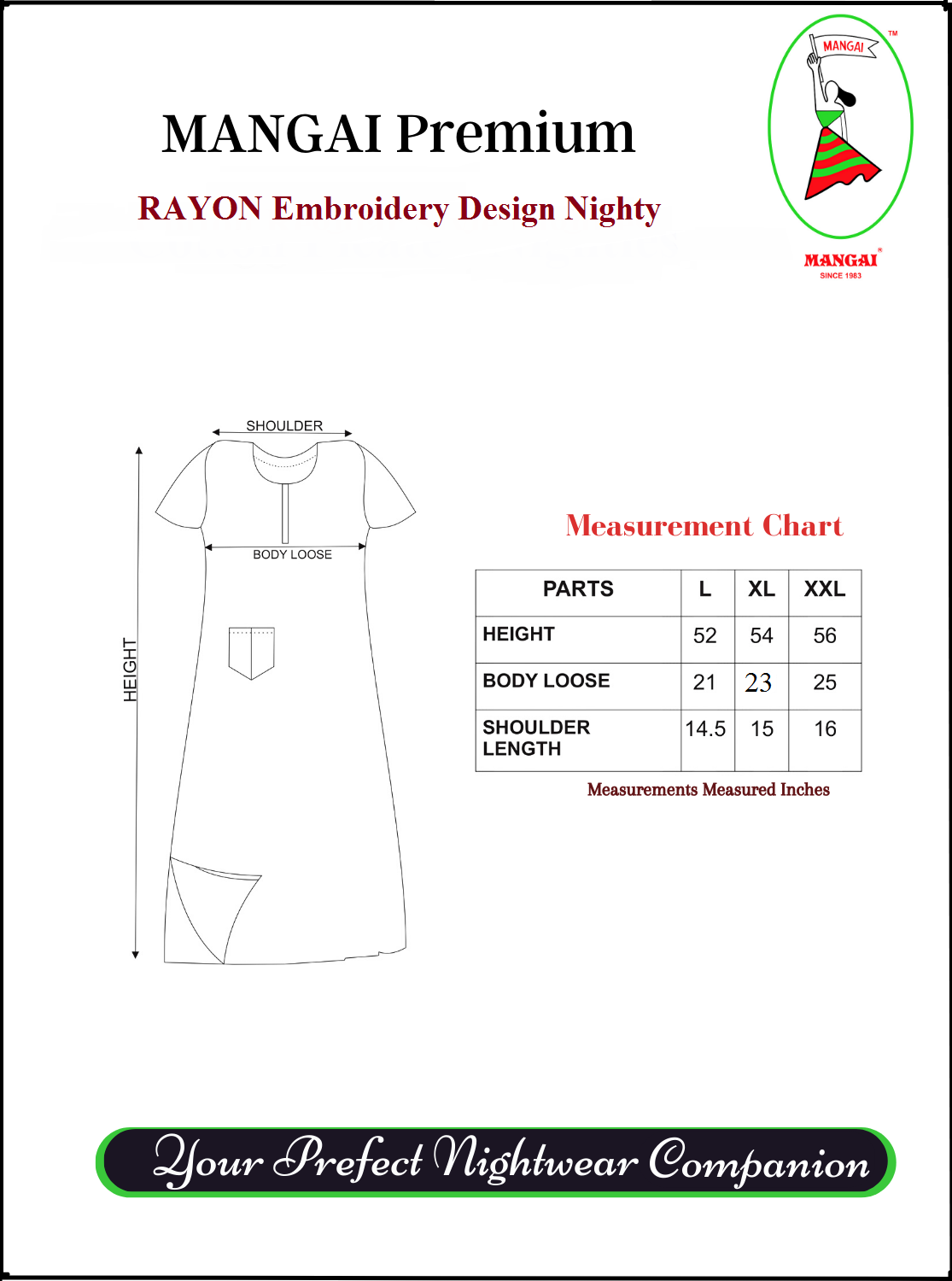 New Arrival MANGAI Premium Rayon Nighty - Stylish Fancy Sleeve Nightwear for Stylish Women | Shrinkage Free Cotton Nighties | Beautiful Embroidery Nighty