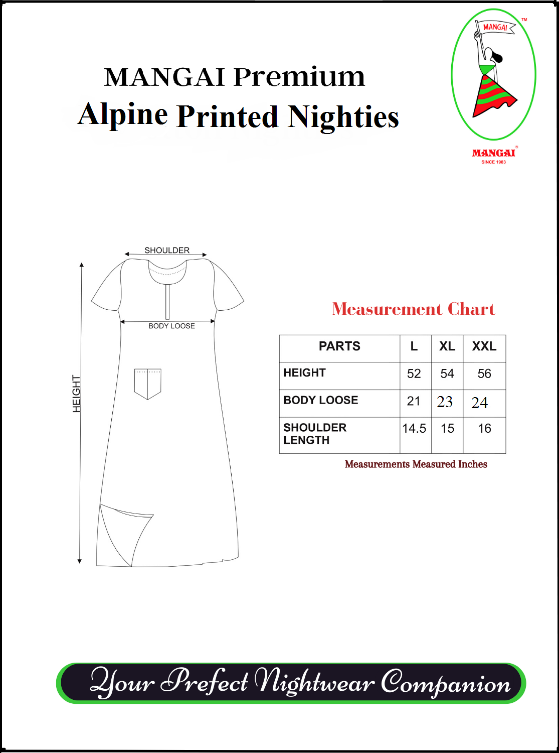 MANGAI Alpine Embroidery Model Nighties | Full Length | Stylish Printed Model Nighties | Side Pocket | Half Sleeve | Perfect Nightwear Collection's for Trendy Women's