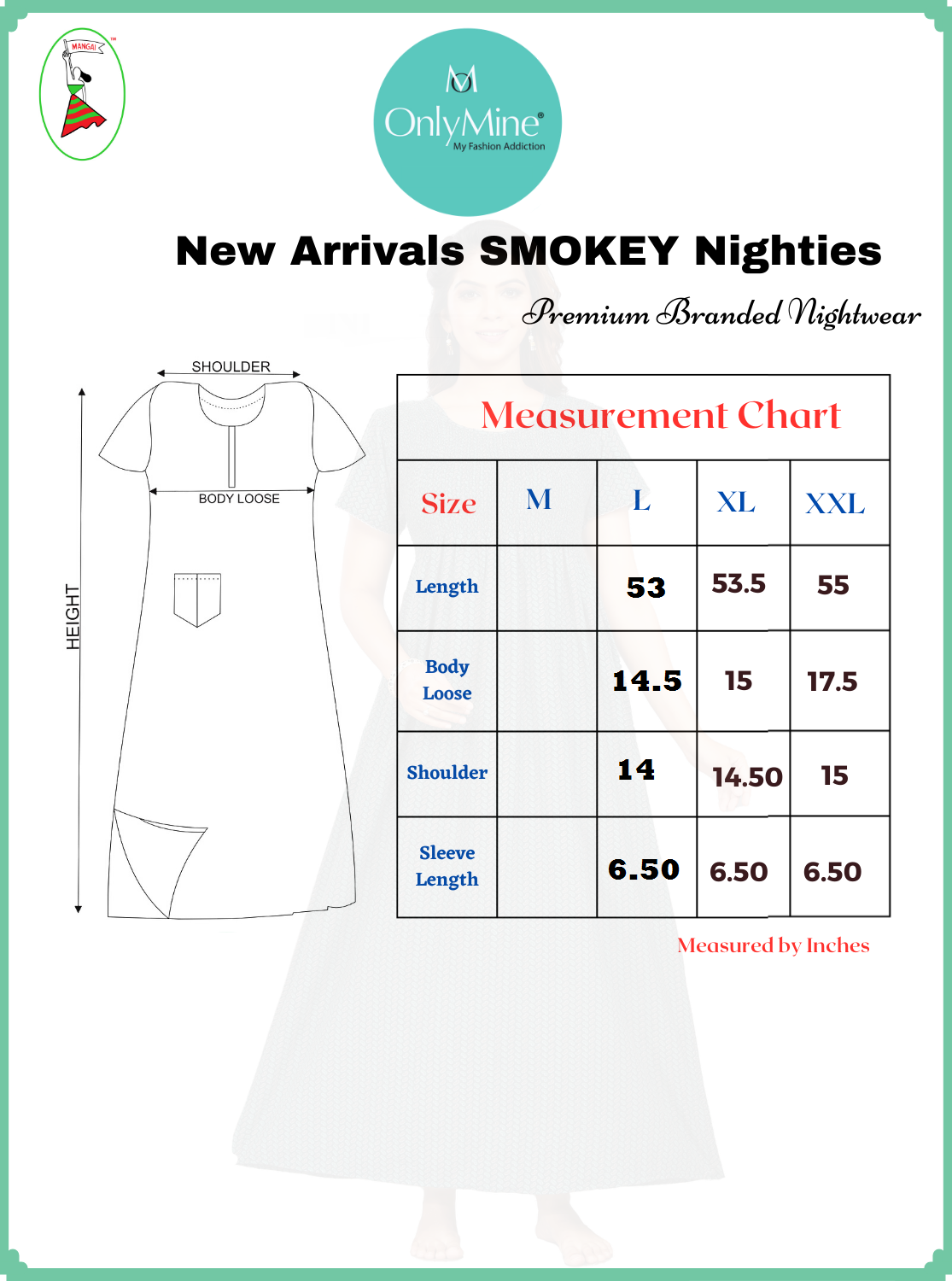 New Arrivals ONLY MINE Premium Synthetic Smokey Nighty | Beautiful Pleated Design | Side Pocket | Stylish Nighty for Stylish Women's