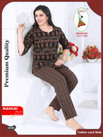 MANGAI Premium Cotton Printed Night Suits | Stylish Print's All Over | Top & Bottom Set | 3/4 Sleeve | Trendy Night Suits for Stylish Women's (CNS)