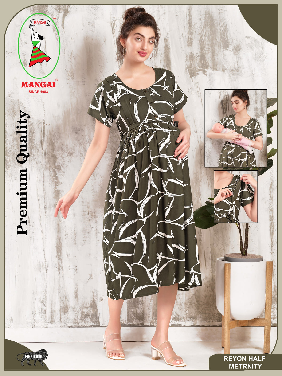 New Arrivals 4-IN-ONE MAXI Mom's Feeding & Casual Wear | Stylish Maxi Style | Invisible Feeding Zipper | Perfect Pre & Post Pregnancy Wear   (MAXI 4-IN-ONE)