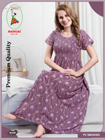 New Smocking Nighty | Stretchable Elastic Type | Beautiful Pleated Model | Side Pocket | Stylish Nighty for Stylish Women's (OM-RAH)