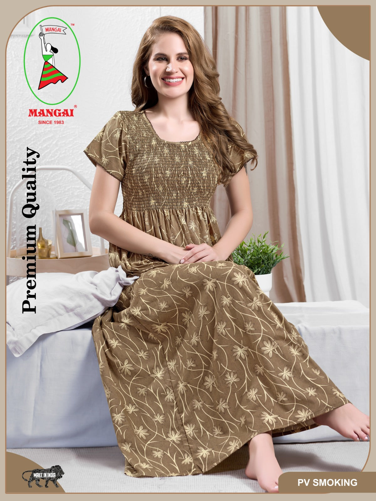 New Smocking Nighty | Stretchable Elastic Type | Beautiful Pleated Model | Side Pocket | Stylish Nighty for Stylish Women's (OM-RAH)
