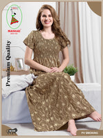New Smocking Nighty | Stretchable Elastic Type | Beautiful Pleated Model | Side Pocket | Stylish Nighty for Stylish Women's (OM-RAH)