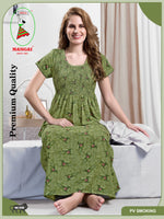 New Smocking Nighty | Stretchable Elastic Type | Beautiful Pleated Model | Side Pocket | Stylish Nighty for Stylish Women's (OM-RAH)