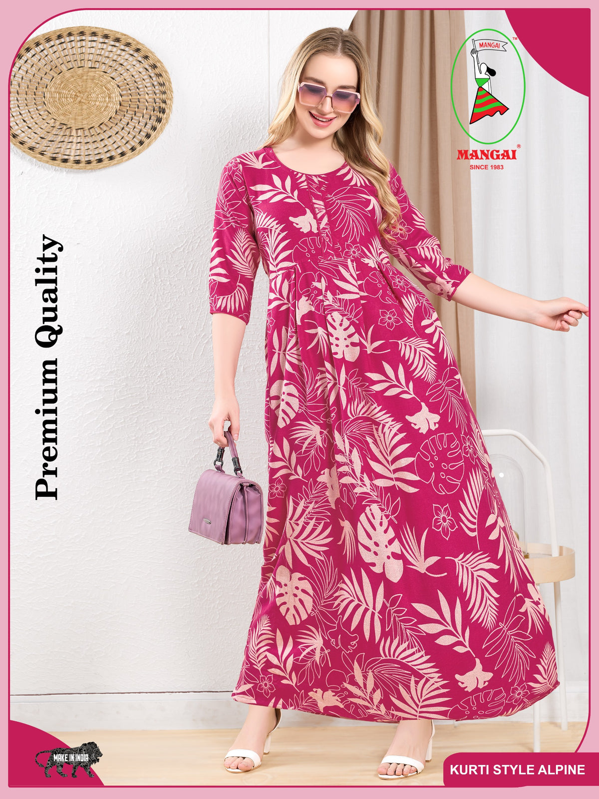 Alpine KURTI Style | Beautiful Stylish KURTI Model | Long 3/4 Sleeve & Side Pocket | Fresh Collection's for Stylish Women's (MKA(3/4)