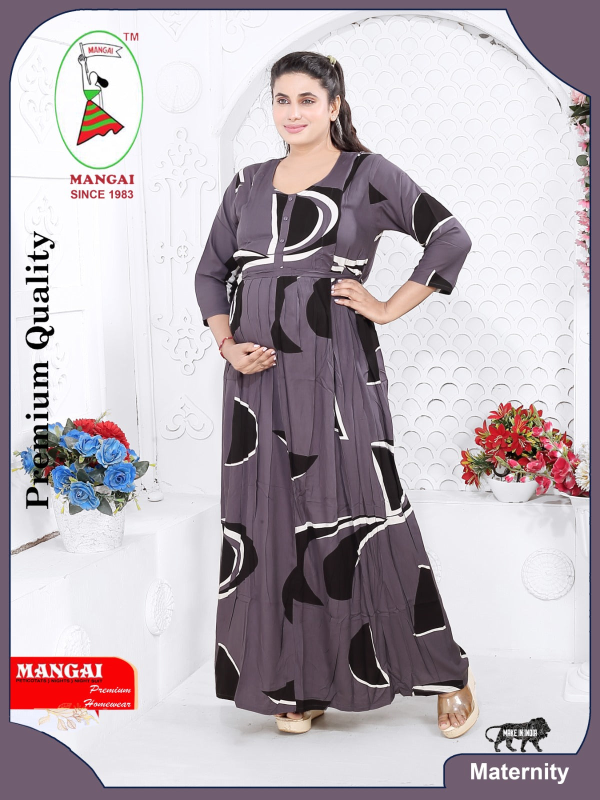 Soft Rayon4-IN-ONE Mom's Feeding & Casual Wear| Pre & Post Maternity Wear | Fancy Long Frock | Best Choice for Pregnancy Women (FIO-F)