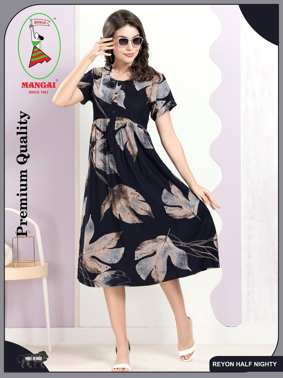 Rayon MAXI FROCK Model Nighties | Round Neck & Side Pocket | Pleated Frock MAXI Style | Trendy Collection's for Stylish Women & Teenage Girl (FRH)