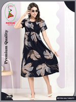 Rayon MAXI FROCK Model Nighties | Round Neck & Side Pocket | Pleated Frock MAXI Style | Trendy Collection's for Stylish Women & Teenage Girl (FRH)