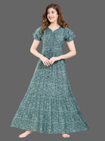 Stylish Arrivals Alpine Gathering Frock Model Night Gown's | Front Adjustable Gathering Style Rope Rope | Puff Sleeve | Trending Collection's for Stylish Women's (GFF)