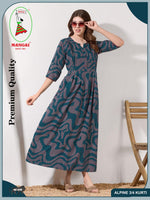 Alpine KURTI Style | Beautiful Stylish KURTI Model | Long 3/4 Sleeve & Side Pocket | Fresh Collection's for Stylish Women's (AK-3/4)