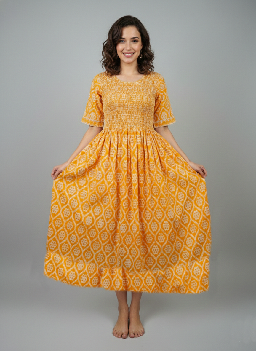 Soft Cotton Stretchable Smocking Nighties for New Arrivals | Daily Comforts & Light Weighted Elastic Nighties| Smocking Nightgown for Trendy Women's (SCT)