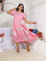 Rayon MAXI FROCK Model Nighties | Fancy Petal Sleeve | Fancy Neck & Side Pocket | Pleated Frock MAXI Style | Trendy Collection's for Stylish Women & Teenage Girl (FSF)