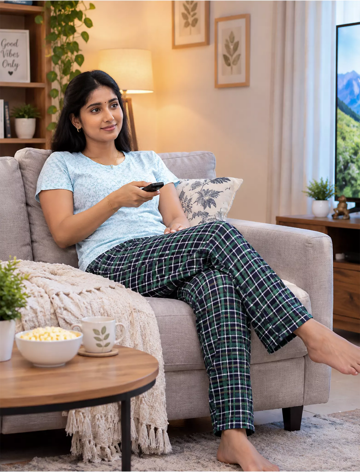 Ribbed Cotton Pyjama Set for Women & Girls with Pocket | Mangai Nighties