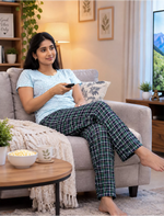 Ribbed Cotton Pyjama Set for Women & Girls with Pocket | Mangai Nighties