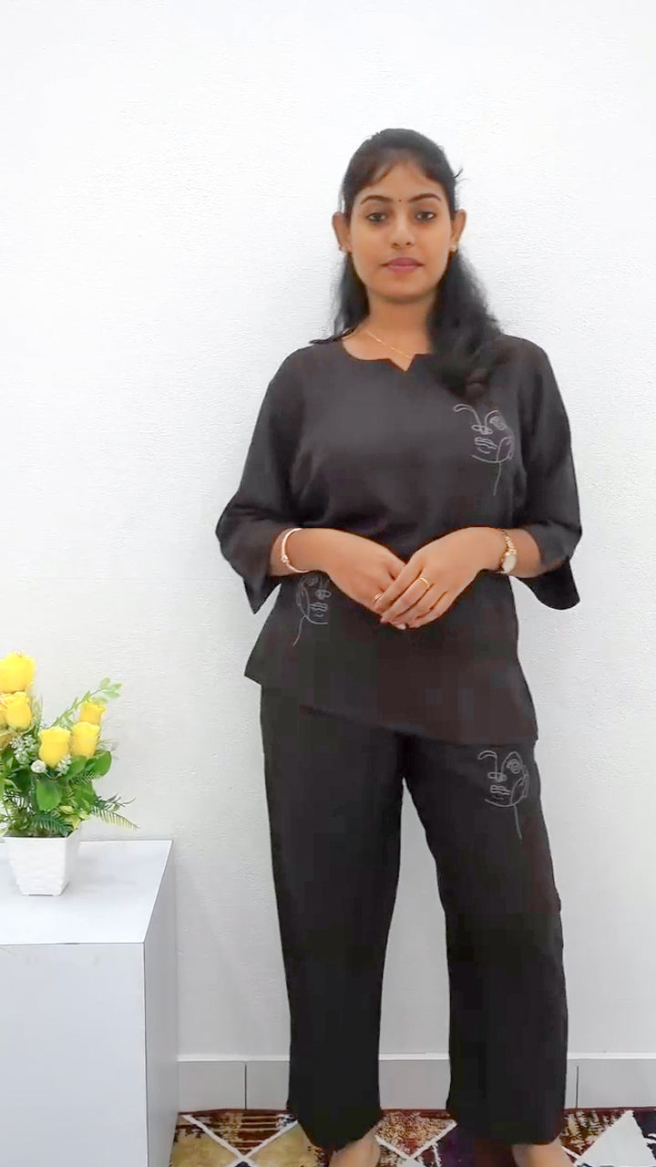 Premium Linen Cord Set Night Suits – Perfect Nightwear for Teenagers & Women (Linen Cord Set )