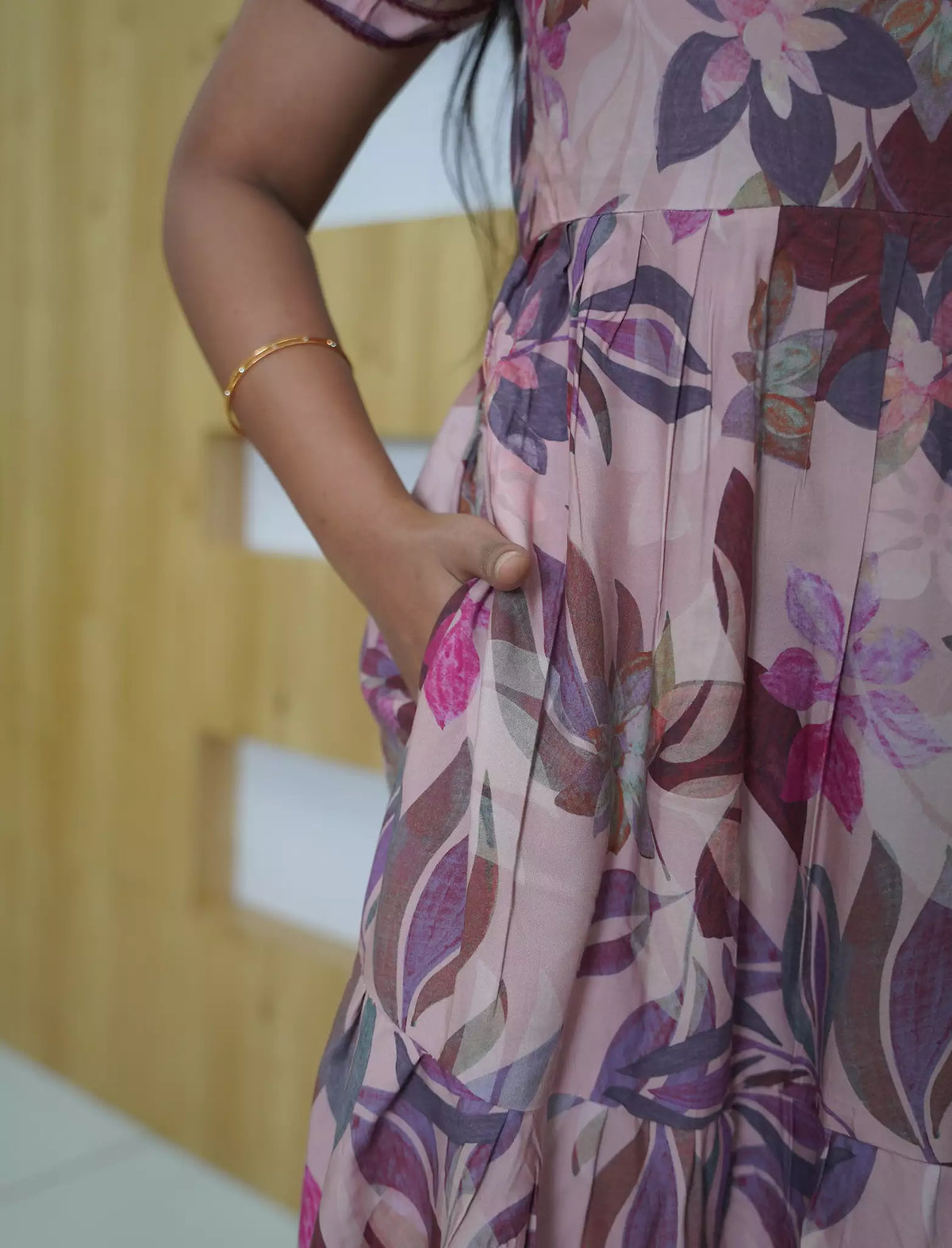 Rayon Floral 3 Layer Frock with Back Tie & Pocket Mangai Nighties
