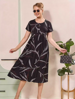 Leaf Print Button Front Casual Maxi Dress Style | Mangai Nighties