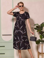 Leaf Print Button Front Casual Maxi Dress Style | Mangai Nighties