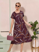 Leaf Print Button Front Casual Maxi Dress Style | Mangai Nighties
