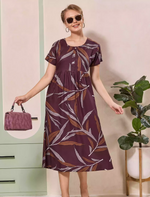 Leaf Print Button Front Casual Maxi Dress Style | Mangai Nighties