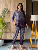 Grey Stripe Rayon Co-Ord Set for Women - Mangai Nighties
