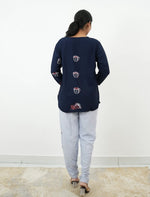 Navy Coffee Cup Print Rayon Co-Ord Set - Mangai Nighties