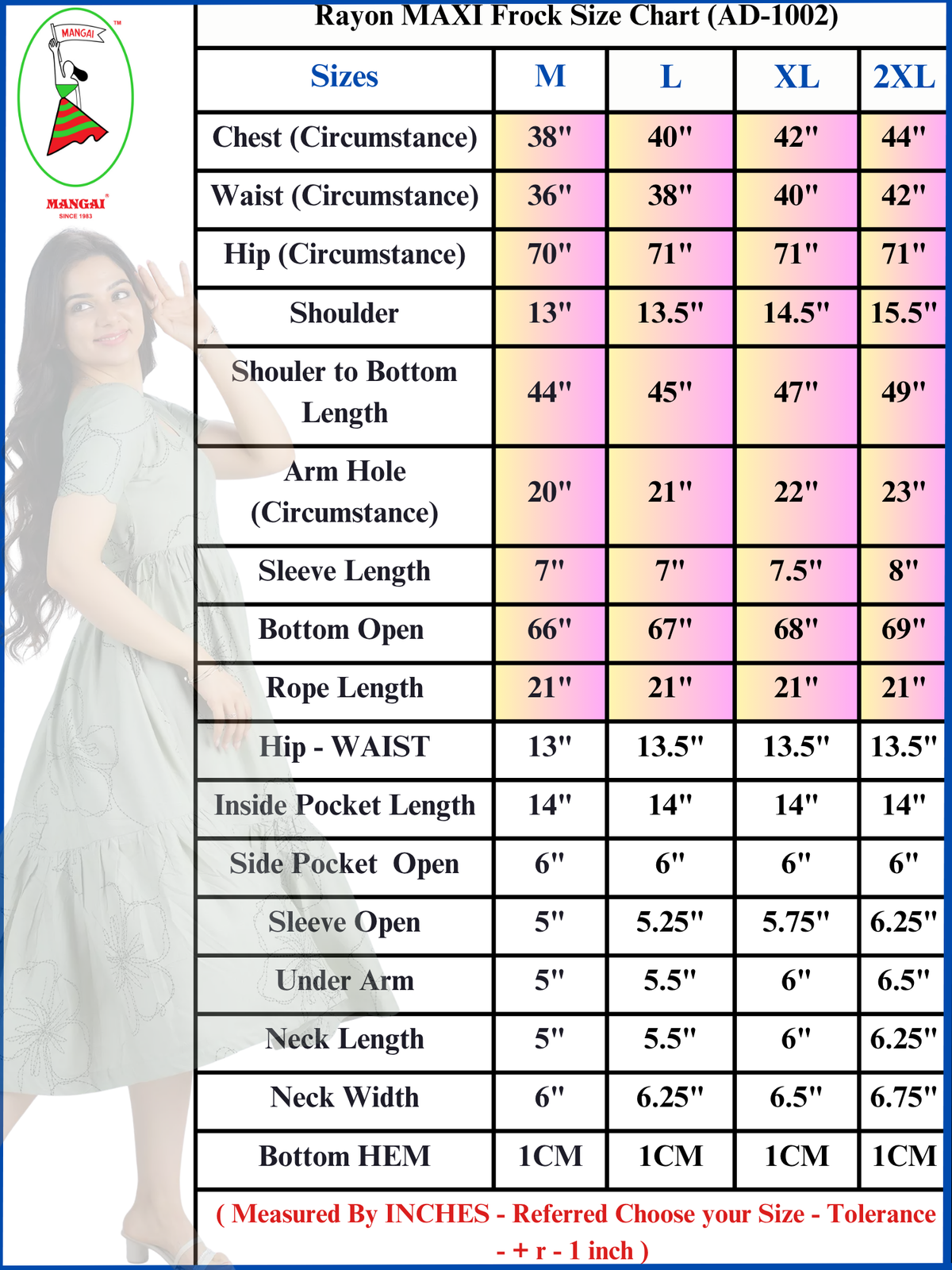 Rayon Festive Wear Floral Print Maxi Frock with Fancy Neck Mangai Nighties