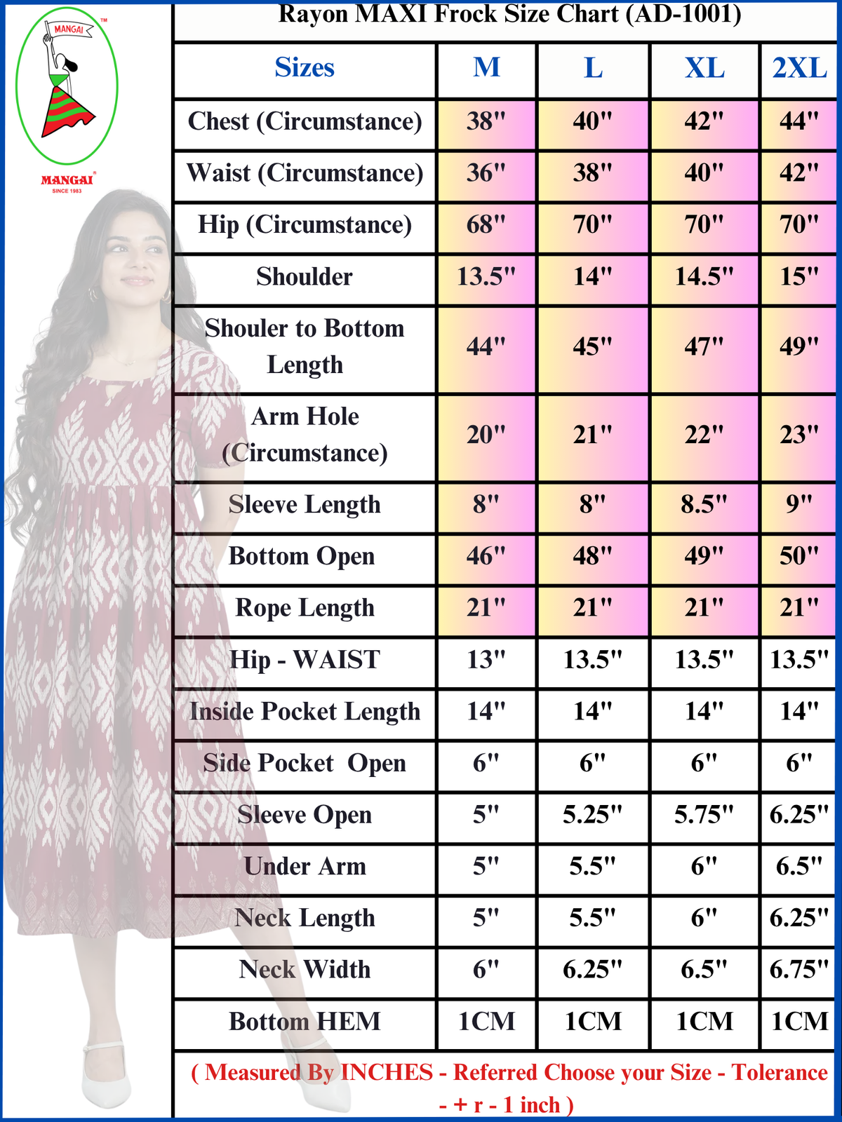 Ethnic Geometric Floral Print Maxi Frock with Back Tie Rope | Mangai Nighties