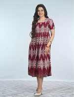 Ethnic Geometric Floral Print Maxi Frock with Back Tie Rope | Mangai Nighties