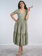 Rayon Festive Wear Floral Print Maxi Frock with Fancy Neck Mangai Nighties