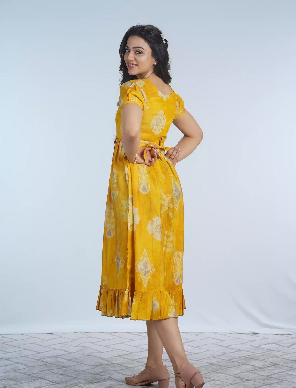 Festive Wear Vatican Foil Print Maxi Frock with Back Tie RopeMangai Nighties