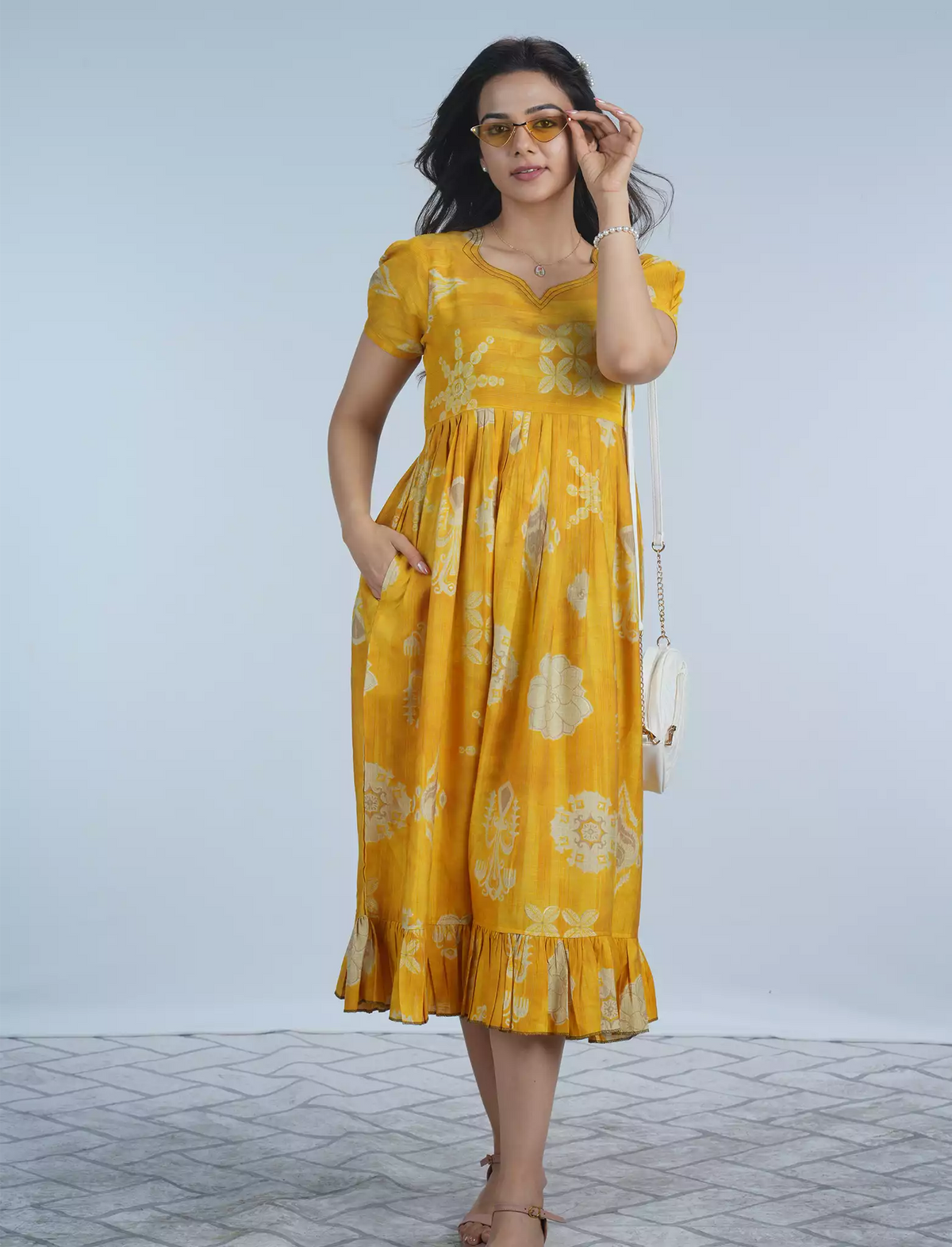 Festive Wear Vatican Foil Print Maxi Frock with Back Tie RopeMangai Nighties
