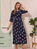 Navy Alpine Kurti Style Nighty - Mangai Nighties