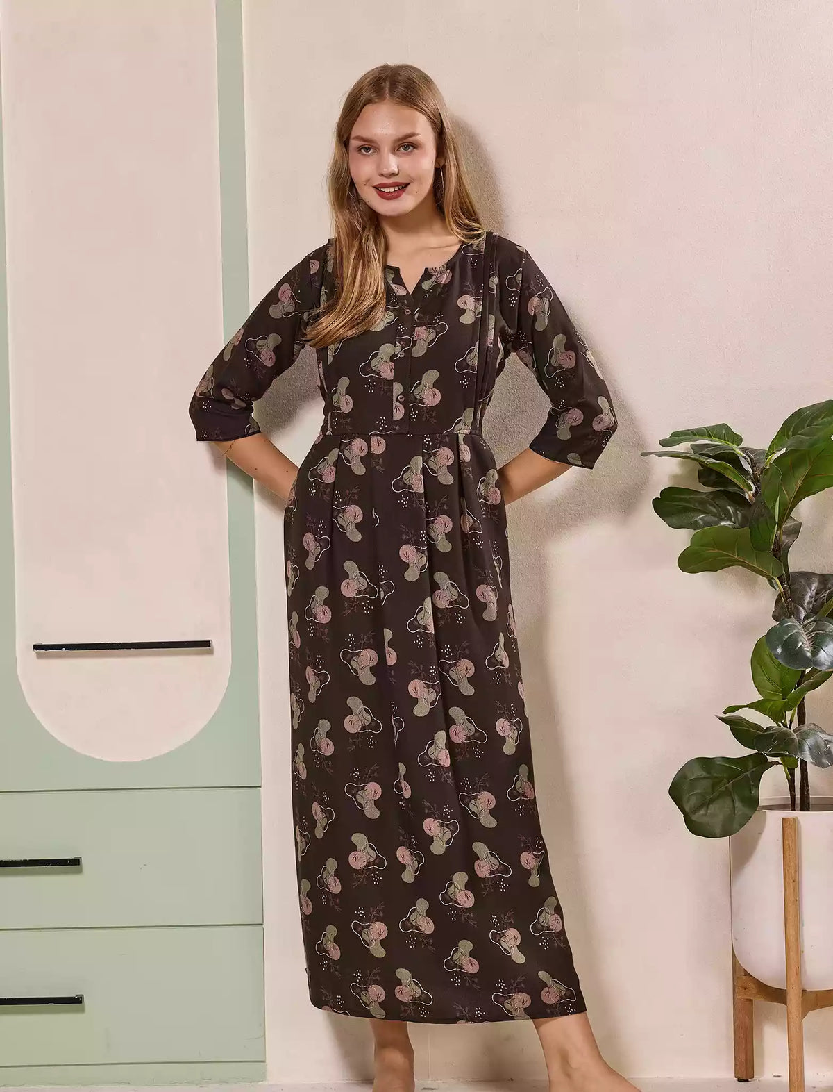 Olive Alpine Kurti Style Dress- Mangai Nighties
