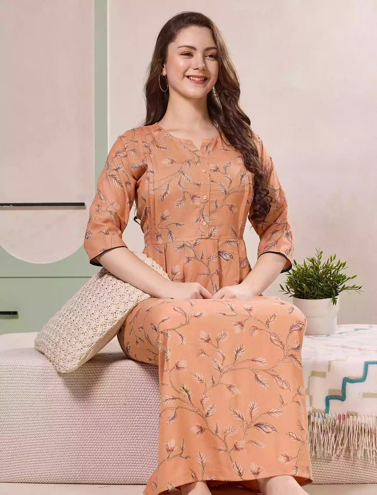 Orange Alpine Kurti Style – Mangai nighties